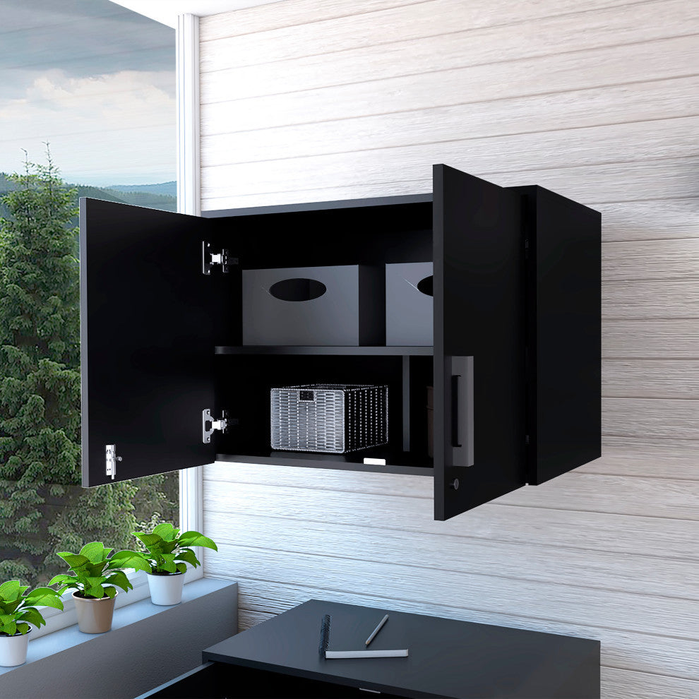 Danbury Storage Cabinet, Drawer Base Cabinet, Black, Wall Cabinet