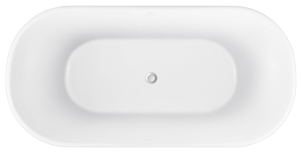 59" Chrome glossy Acrylic Oval Freestanding Non-Whirlpool Soaking Bathtub