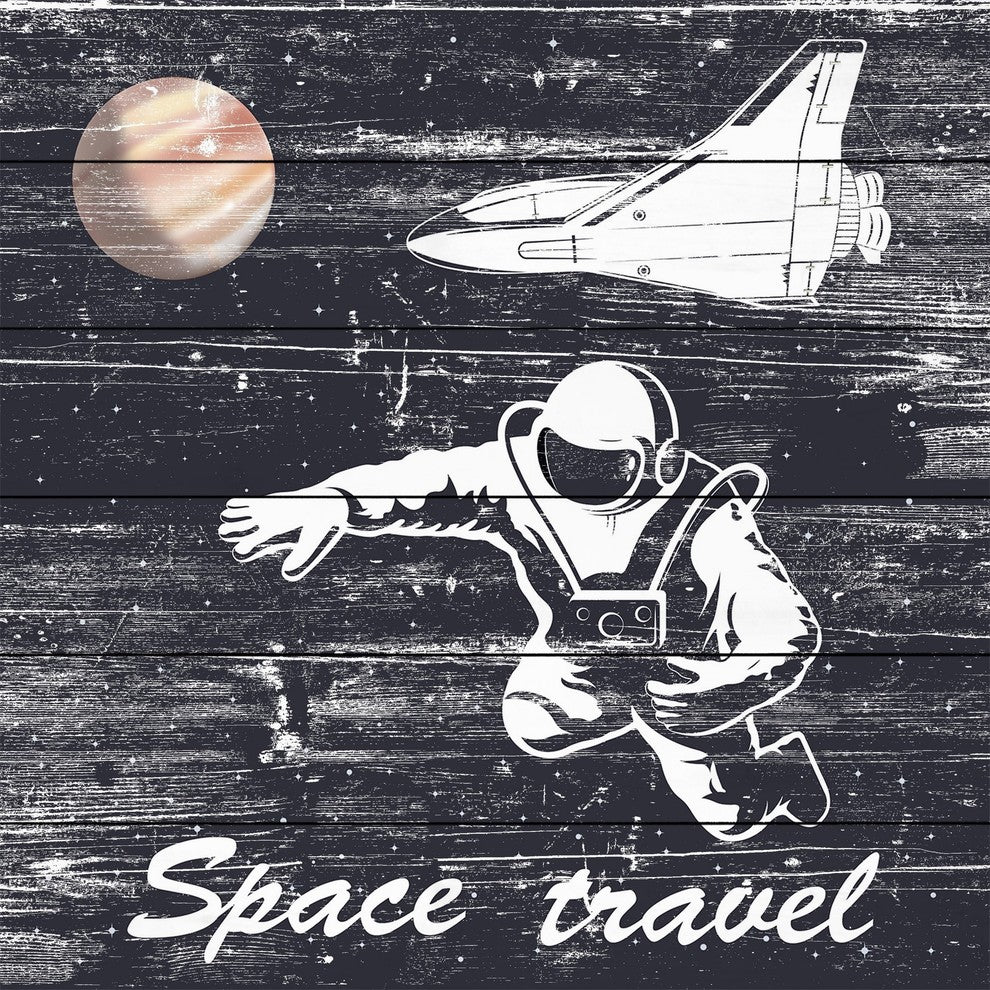 "Space Travel I" Painting Print on White Wood, 40x40
