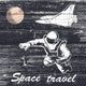 "Space Travel I" Painting Print on White Wood, 40x40