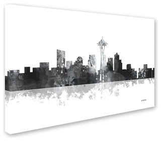 Marlene Watson 'Seattle Washington Skyline BG-1' Canvas Art, 12"x19"