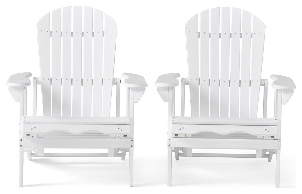 GDF Studio Katherine Outdoor Reclining Wood Adirondack Chairs, Set of 2, White