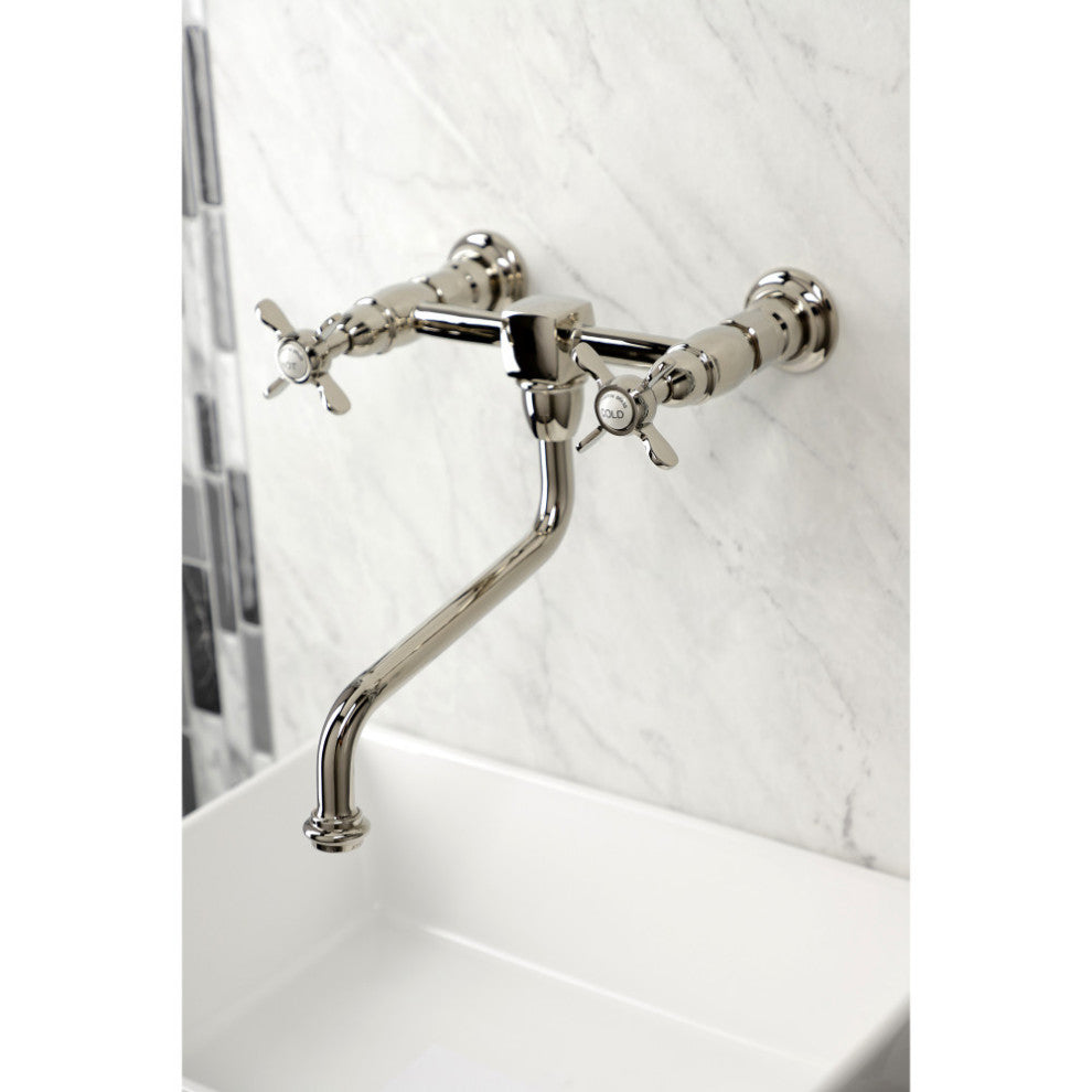 Kingston Brass KS1216BEX Essex Wall Mount Bathroom Faucet, Polished Nickel