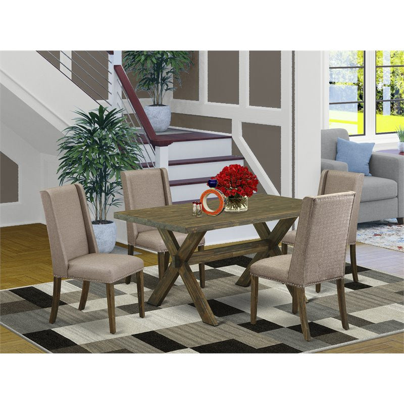 5-Piece Dinette Set, 4 Chairs and Table With Jacobean Table Top, Jacobean
