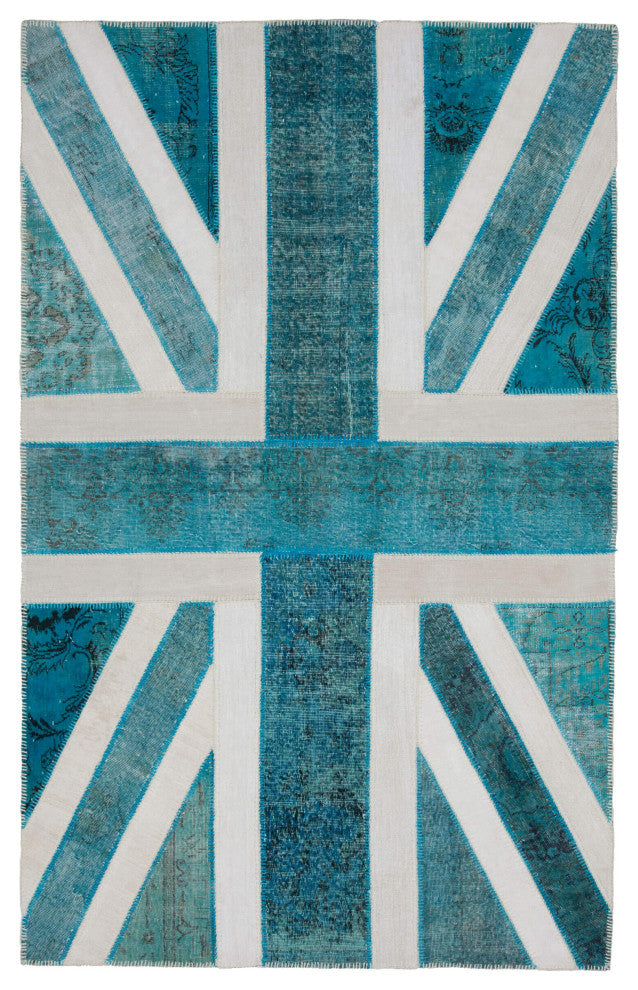 Rug N Carpet - Handmade Anatolian 6' 3'' x 9' 11'' Flag Patchwork Rug