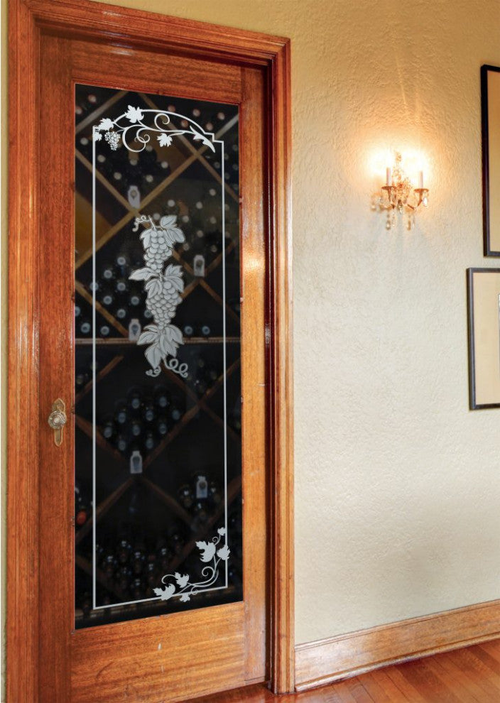 Wine Door - Grapes Strand Grape Ivy - Primed - 32" x 84" - Knob on Left -...