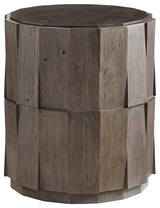 Everett Round Travertine End Table