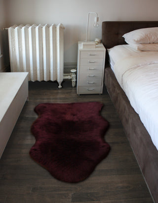 Milan Shearling Single Sheepskin Rug 2'x3', Logan Berry