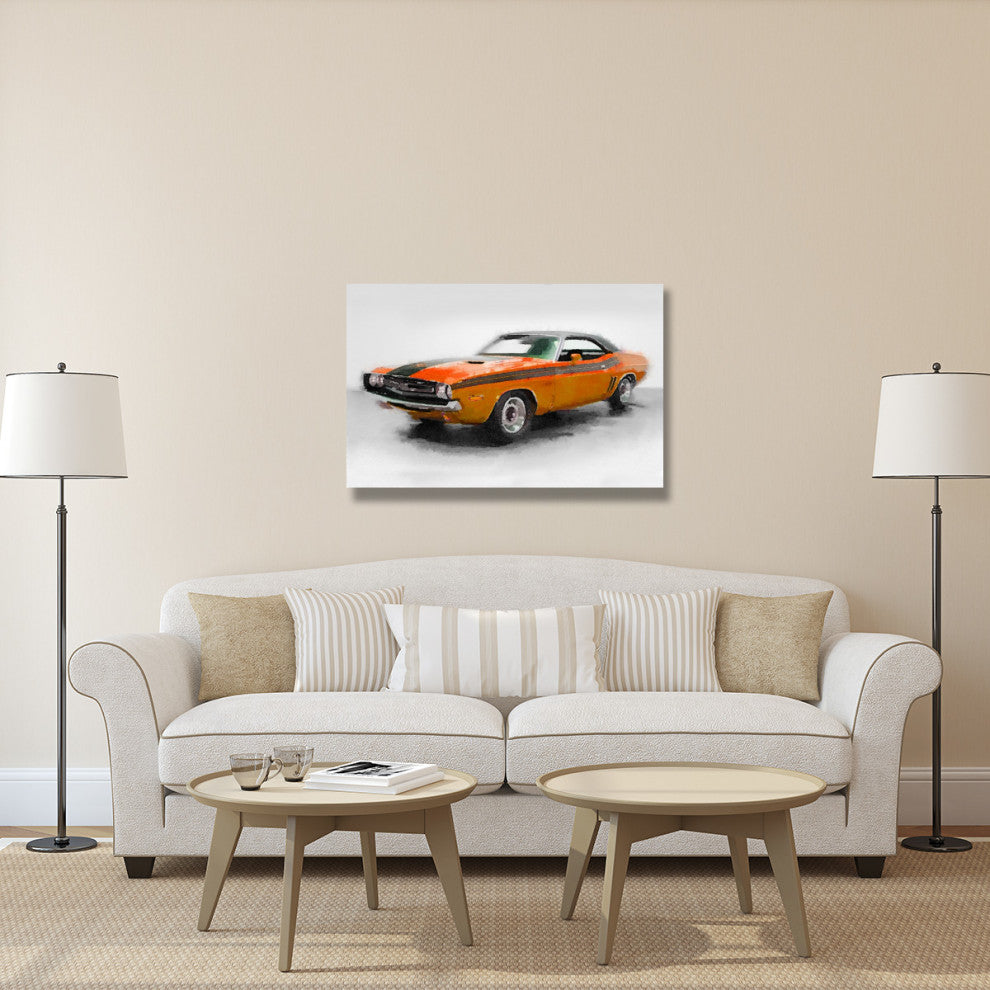"1968 Dodge Challenger Watercolor" Fine Art Print