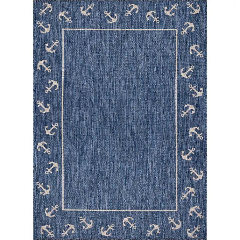 5" x 7" Navy Anchor Indoor Outdoor Area Rug