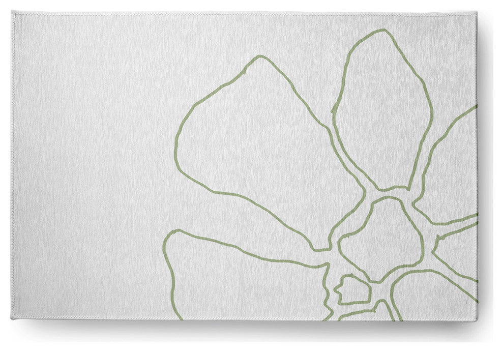 Petal Lines Spring Chenille Rug, Green/White, 2'x3'