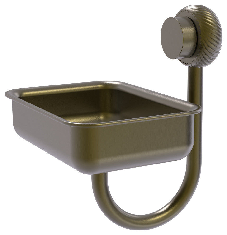 Venus Wall Mount Soap Dish With Twist Accents, Antique Brass