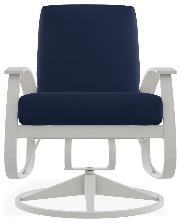 Belle Isle Cushion Outdoor Swivel Rocker, Navy/Snow