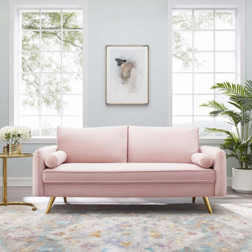 Sofa, Velvet, Pink, Modern, Living Lounge Room Hotel Lobby Hospitality