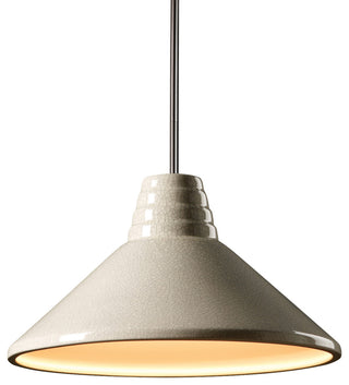 Radiance Ziggurat Pendant, White Crackle, Brushed Nickel, Rigid Stem, E26