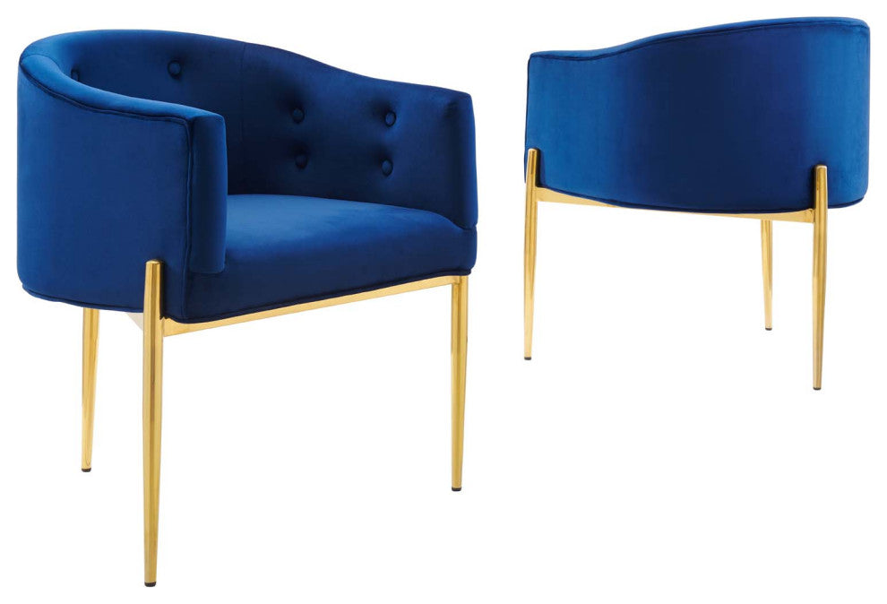 Savour Tufted Performance Velvet Accent Chairs - Set of 2-Navy