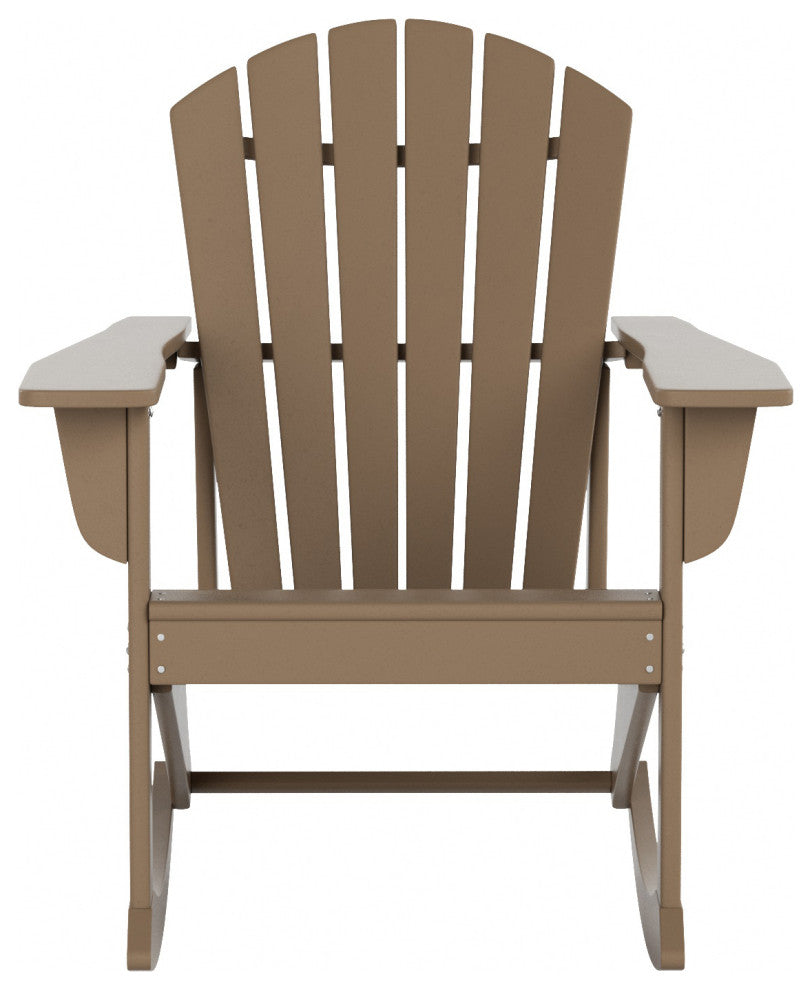 WestinTrends Outdoor Patio Poly Lumber Adirondack Porch Rocking Chair Rocker, Weathered Wood