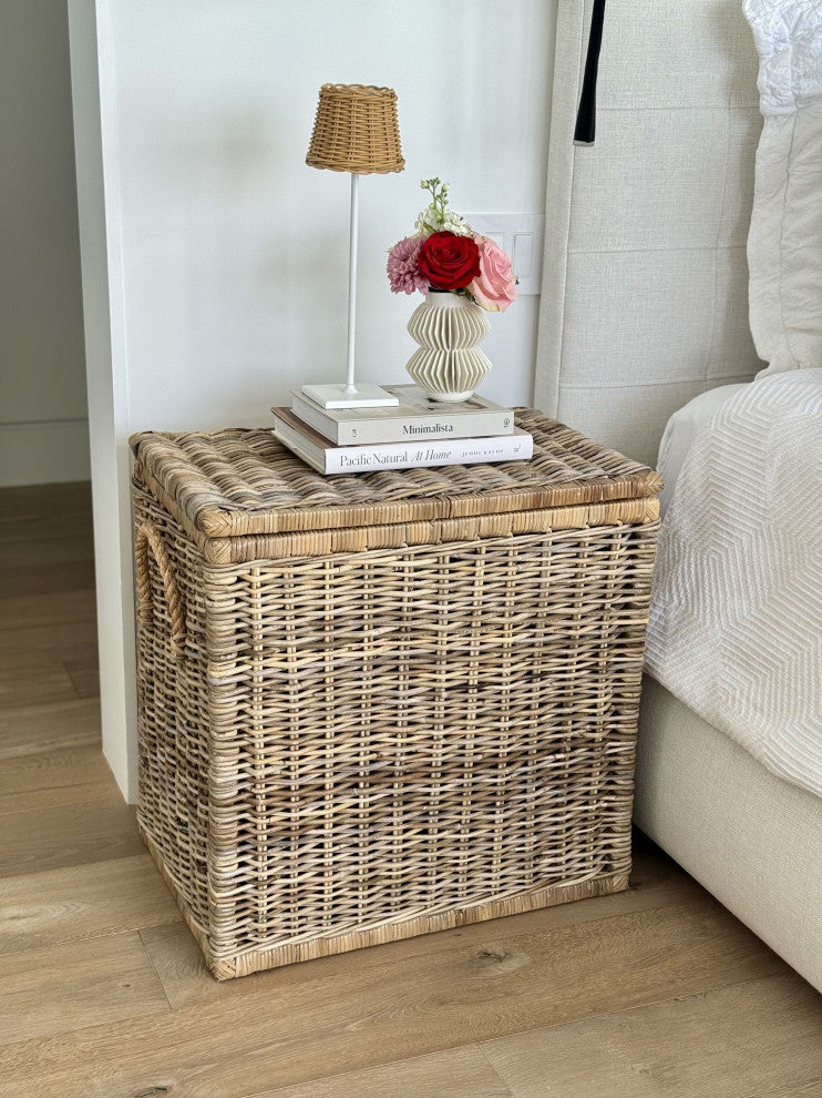 Rattan Kobo Decorative Storage Trunk With Lid, Tall Size