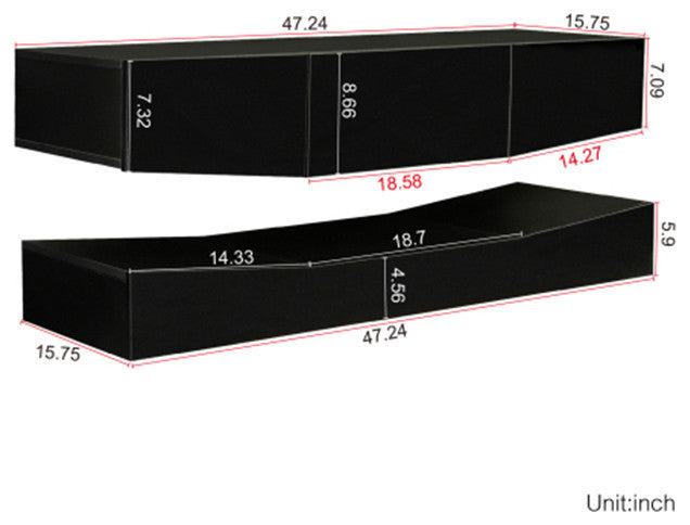 Three drawers MDF WALL-MOUNTED TV Cabinet with black finish