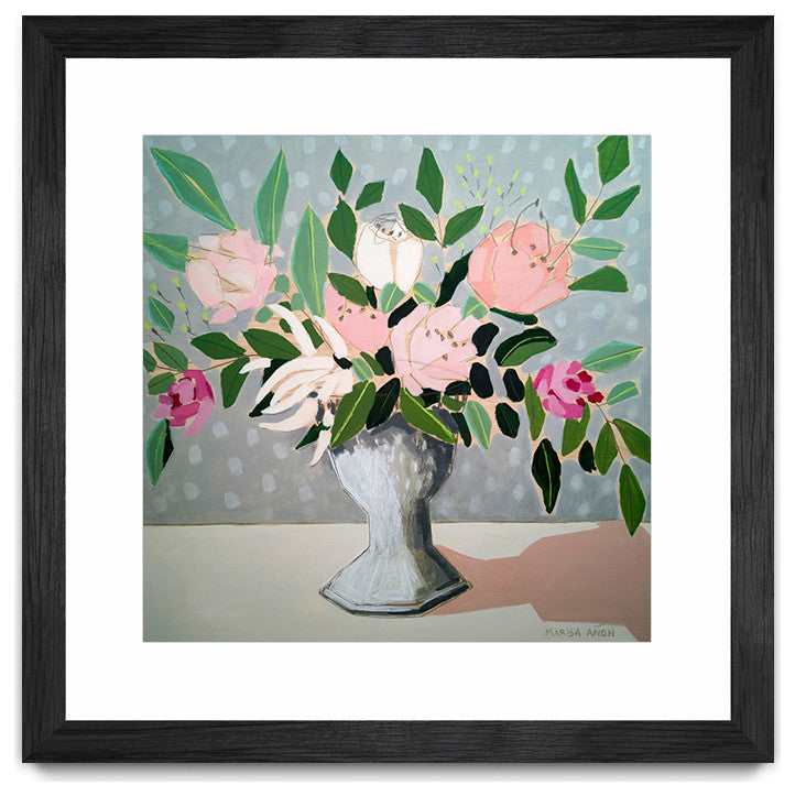 "Florals 1" Matted and Framed, 36"x36"
