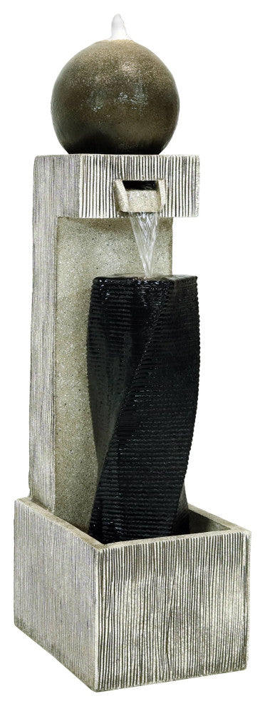 Sunnydaze Modern Vogue Outdoor Water Fountain 35" Garden Water Feature With LED