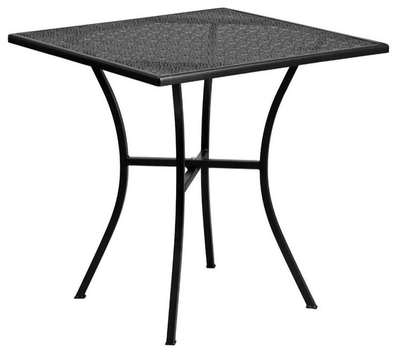 5-Piece 28" Square Patio Table Set, Black