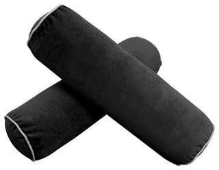 STYLE V6 Full Velvet ContrastPipe Indoor Daybed Bolster Pillow |COVER ONLY|AD350