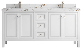 Nashville 72" Double Sink Bath Vanity, White 2" Viola Brown