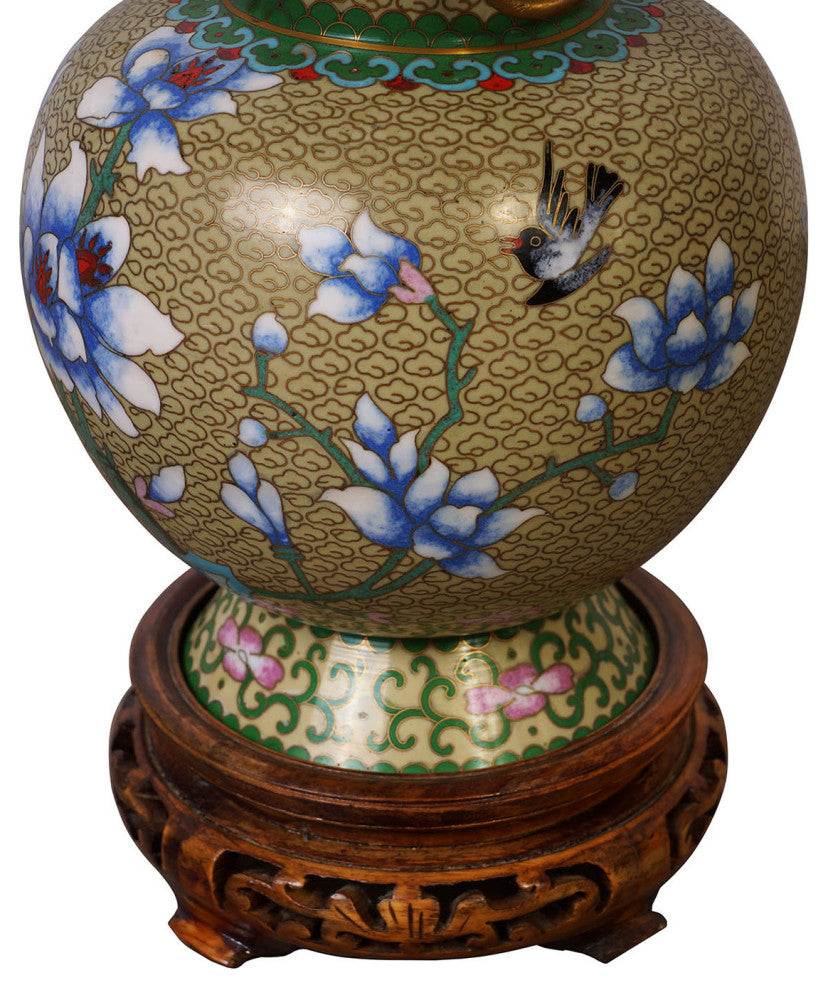 Consigned Vintage Chinese Hand Made floral Cloisonne Vase