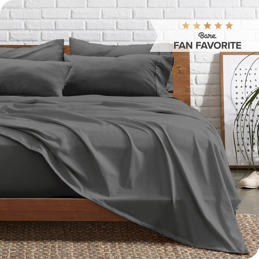 Bare Home 6-Piece Microfiber Sheet Set, Gray, Full