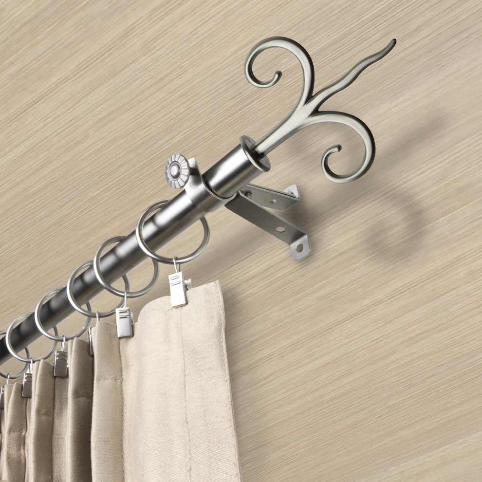 Norman 13/16" Diameter Curtain Rod, Satin Nickel, 18-28"