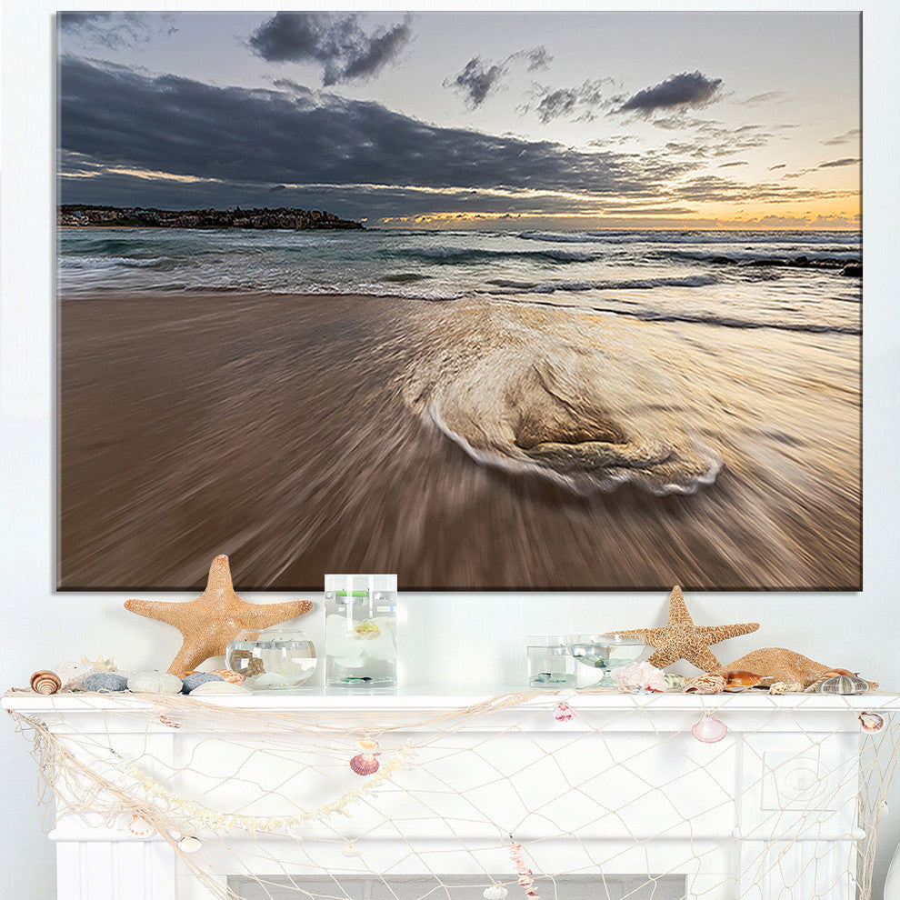 "Morning With Playful Surf And Pleasant Sky" Seascape Wall Art, 40"x30"