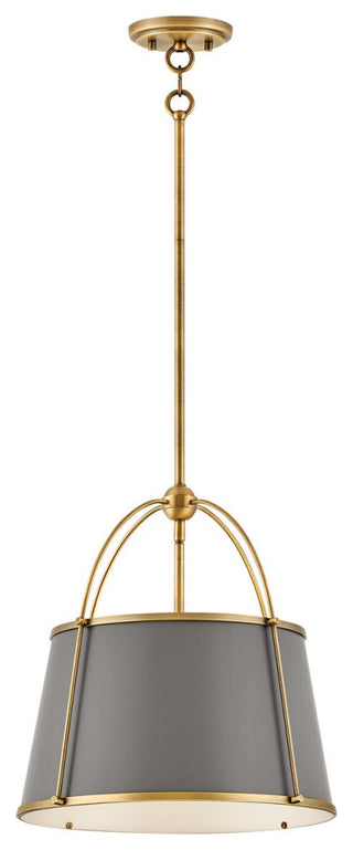 Hinkley Clarke 16.25" Large Pendant Light Dark Matte Grey + Lacquered Dark Brass