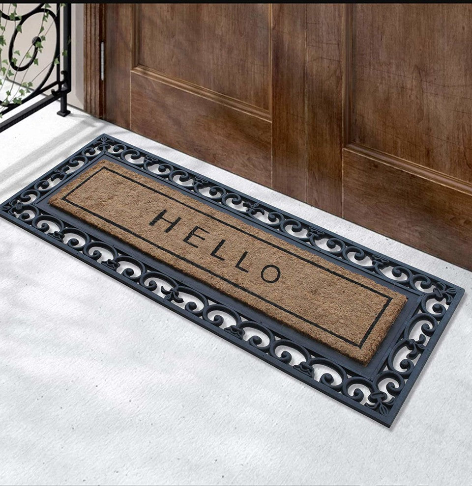 A1HC Natural Coir and Rubber Large Door Mat, 18"X48"