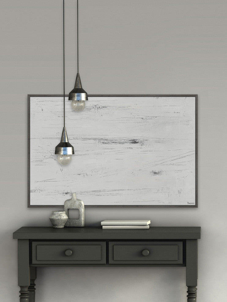 "Light Snow" Floater Framed Painting Print on Canvas, 60x40
