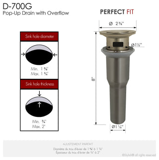 STYLISH Brushed Gold Pop-Up Bathroom Sink with Overflow Set of Two