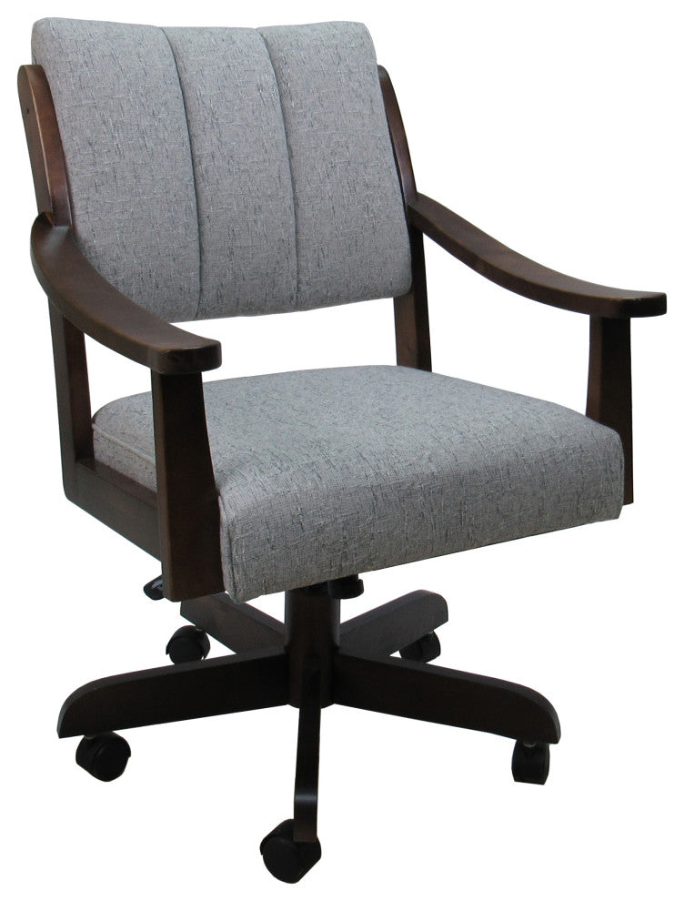 Swivel Wood Dining Caster Chair with Wheels - Casa, Hemsath Slate, Brown Honey