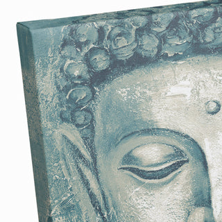 Teal And Cream Buddha 16 x 16 Canvas Wall Art