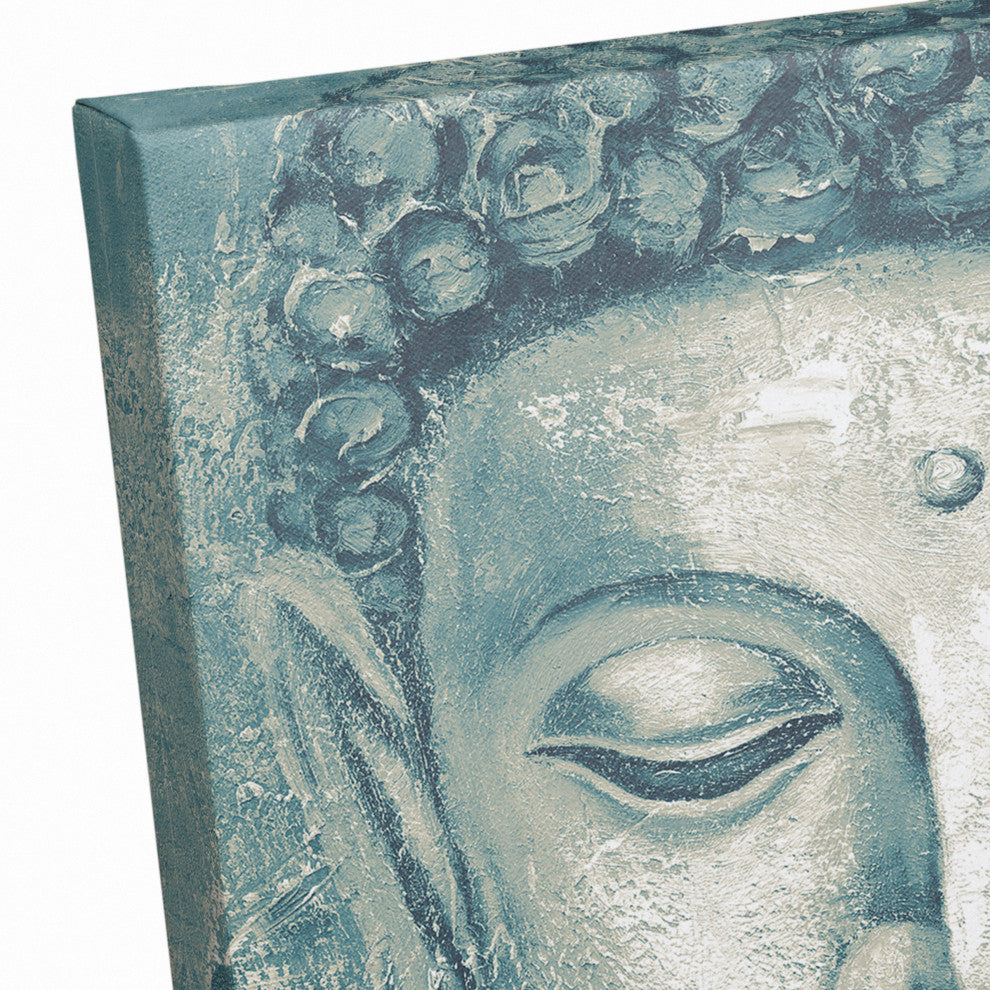 Teal And Cream Buddha 16 x 16 Canvas Wall Art