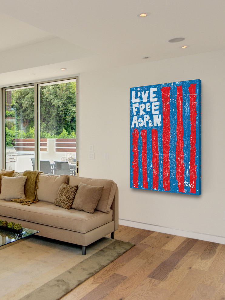 "Live Free Vertical" Painting Print on Canvas by Tori Campisi