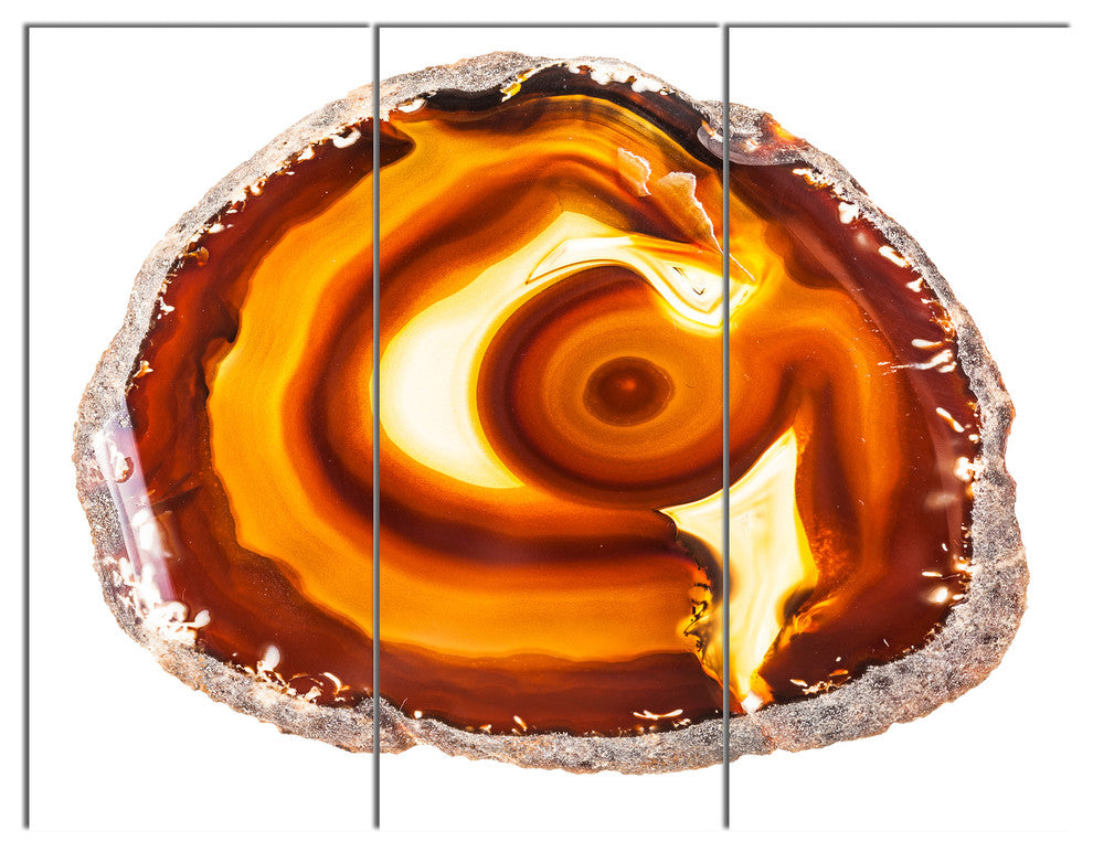 Vibrant Agate Geode Slice, Abstract Triptych Canvas Artwork, 36x28, 3 Panels