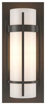 Banded with Bar Sconce, Dark Smoke Finish, Opal Glass