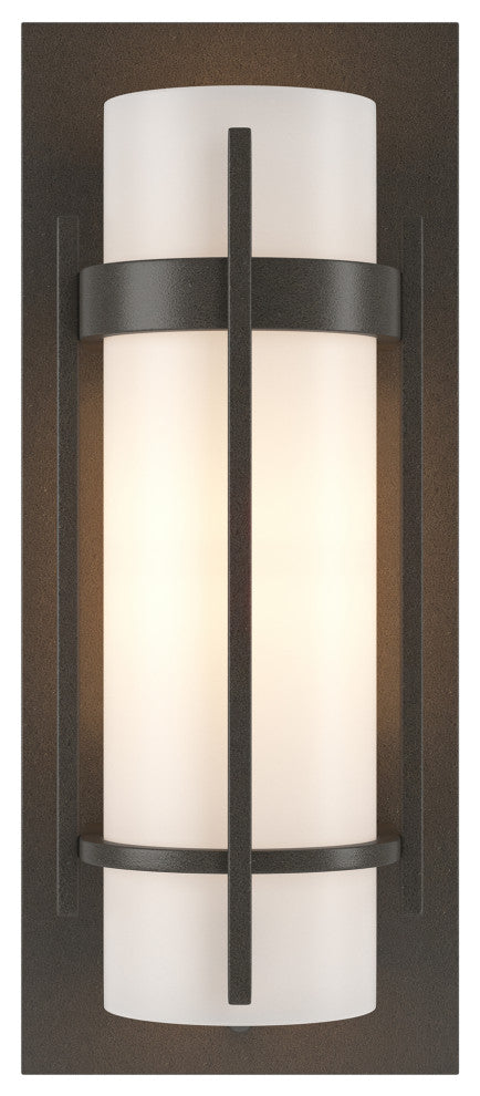 Banded with Bar Sconce, Dark Smoke Finish, Opal Glass