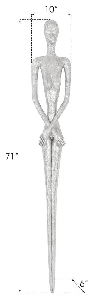 Skinny Female Wall Art, Resin, Silver Leaf