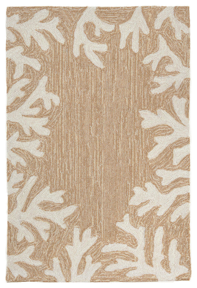 Capri Coral Border Indoor/Outdoor Rug, Neutral, 2'x3'