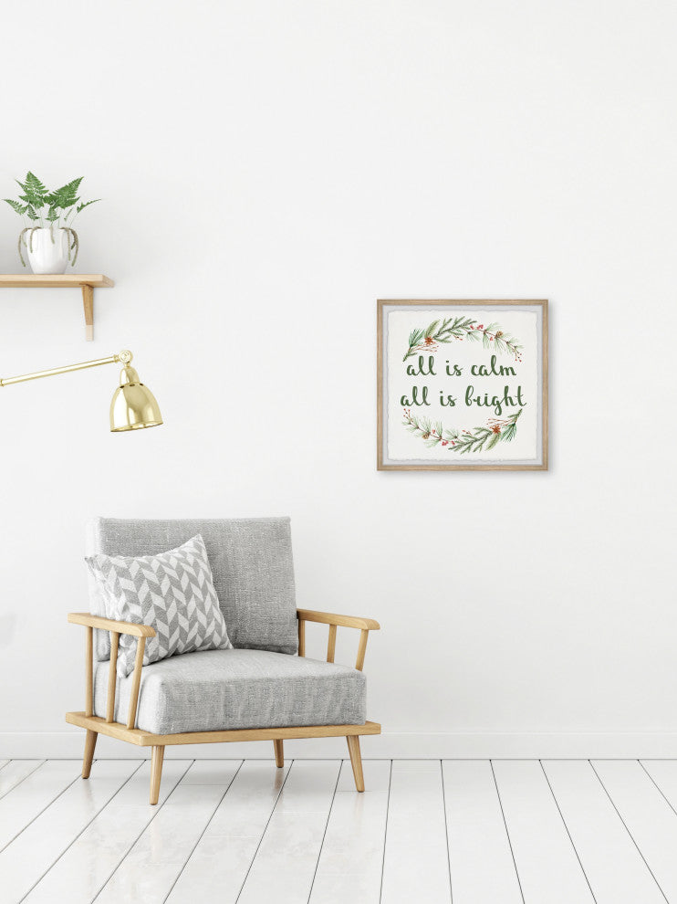 "All Is Calm and Bright" Framed Painting Print, 18x18