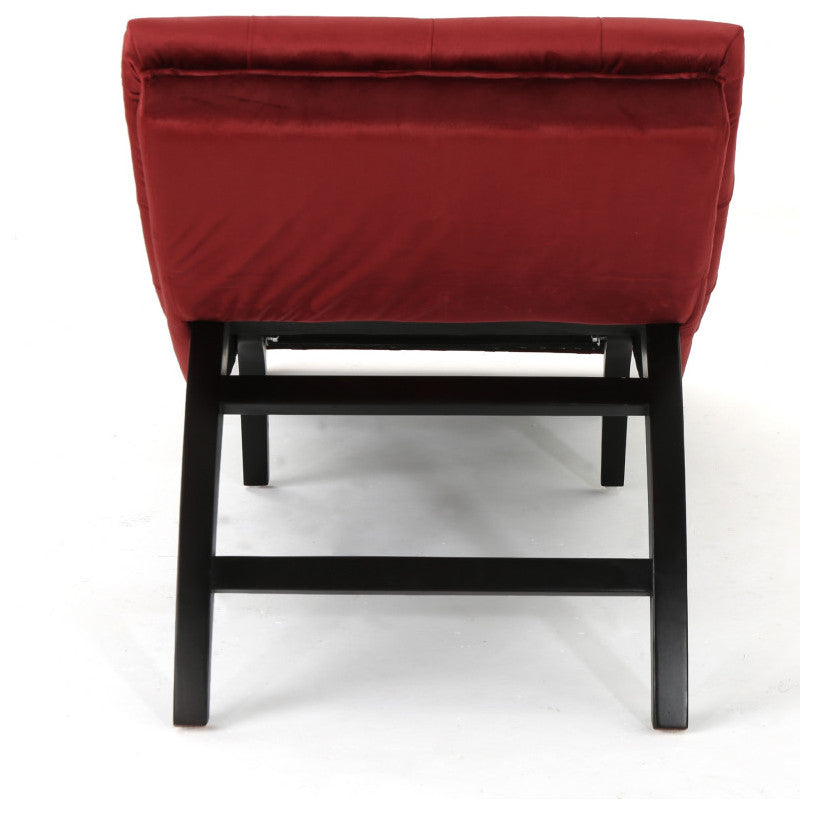 GDF Studio Grasby Tufted New Velvet Chaise Lounge, Garnet
