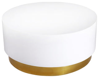 Deco Coffee Table, White Lacquer Metal Top, Gold Metal Base