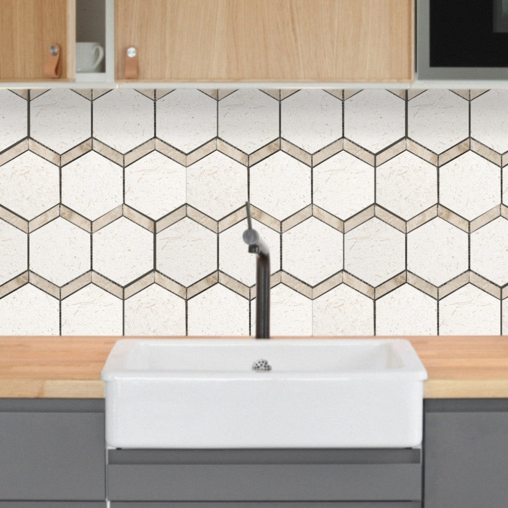 Shell Stone Limestone Naples Design on 12"x12" Mosaic Tile (10 sqft per box)