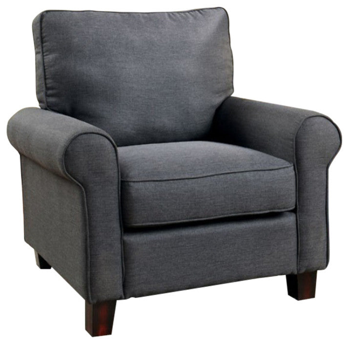 Fabric Wooden Transitional Style Chair, Gray